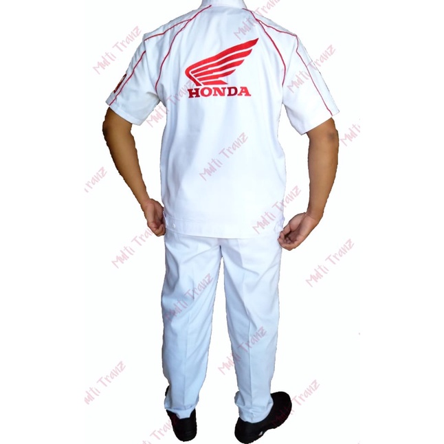 Barang Terlaris Seragam Mekanik / Baju Mekanik Honda Ahass Resmi 1 Set - Baju + Celana Cod