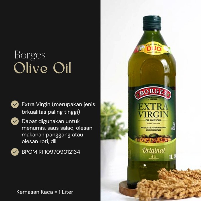 

Lezat- Minyak Zaitun Extra Virgin Olive Oil Borges 1 Liter Original