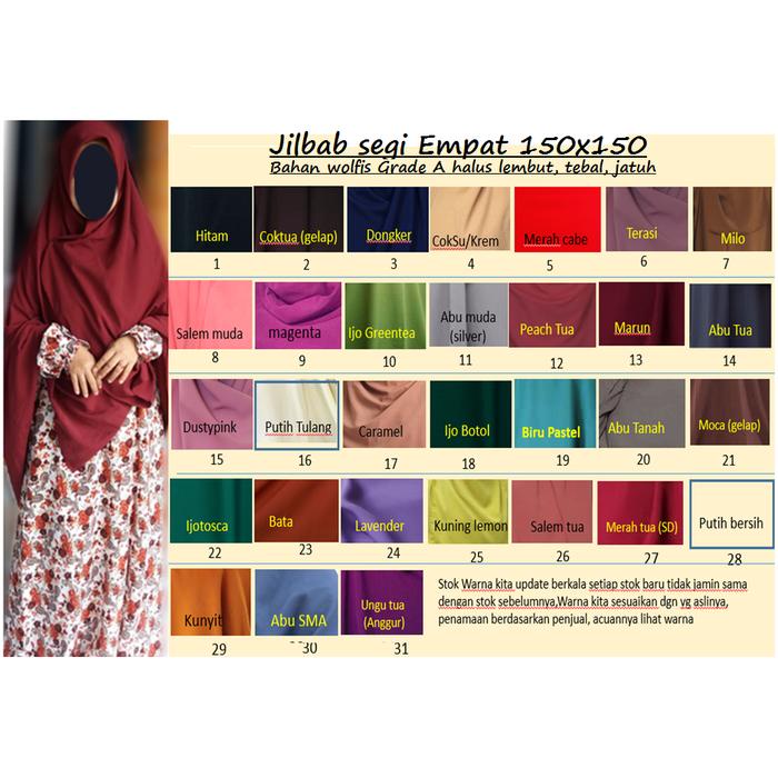 Khimar Wolfis Jumbo/ Jilbab Segiempat Wolfis 150X150/ Khimar 150X150