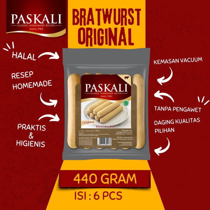 

Lezat- Bratwurst Original Sosis Sapi Paskali 440 gram