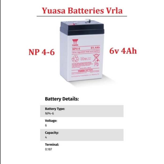 Aki Baterai asli Panasonic 6v 4Ah 6v 4,5Ah accu aki mf