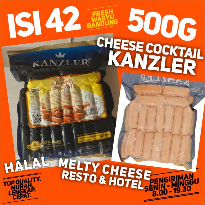 

Lezat- KANZLER CHEESE COCKTAIL SOSIS SAPI KEJU HALAL PREMIUM 500g