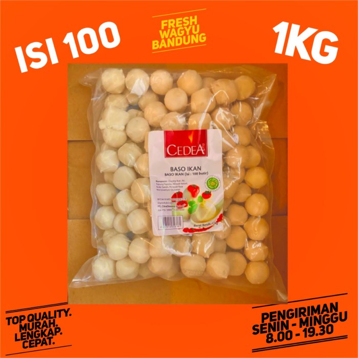 

Lezat- CEDEA FISH BALL 1KG BASO IKAN KECIL ISI 100 SHABU STEAMBOAT HALAL