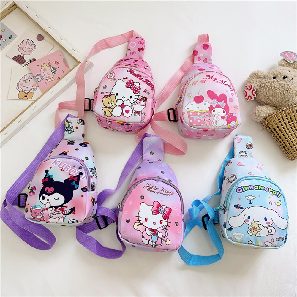 Sanrio Cartoon Shoulder Bags Melody Children'S Chest Hello Kitty Bags Casual Messenger Pouch Fashion
