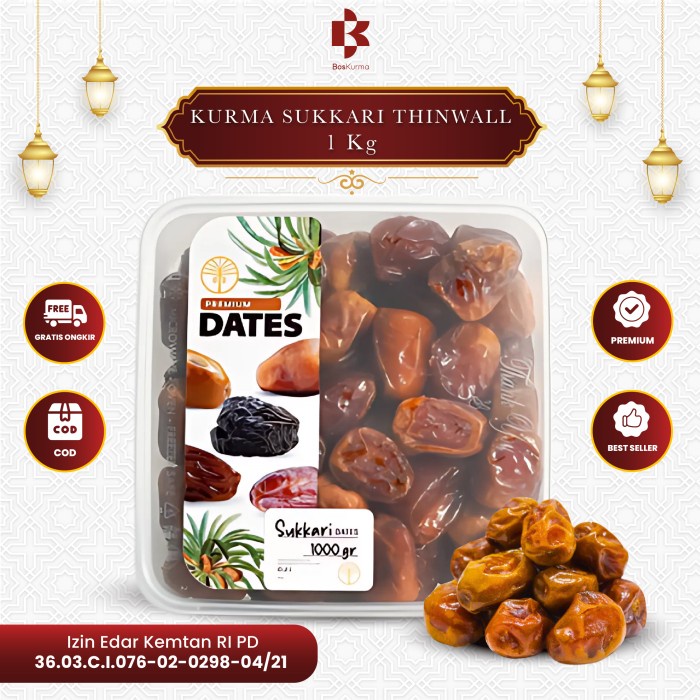 

Lezat- Kurma Sukari Kemasan Thinwall 1 kg - Premium Dates
