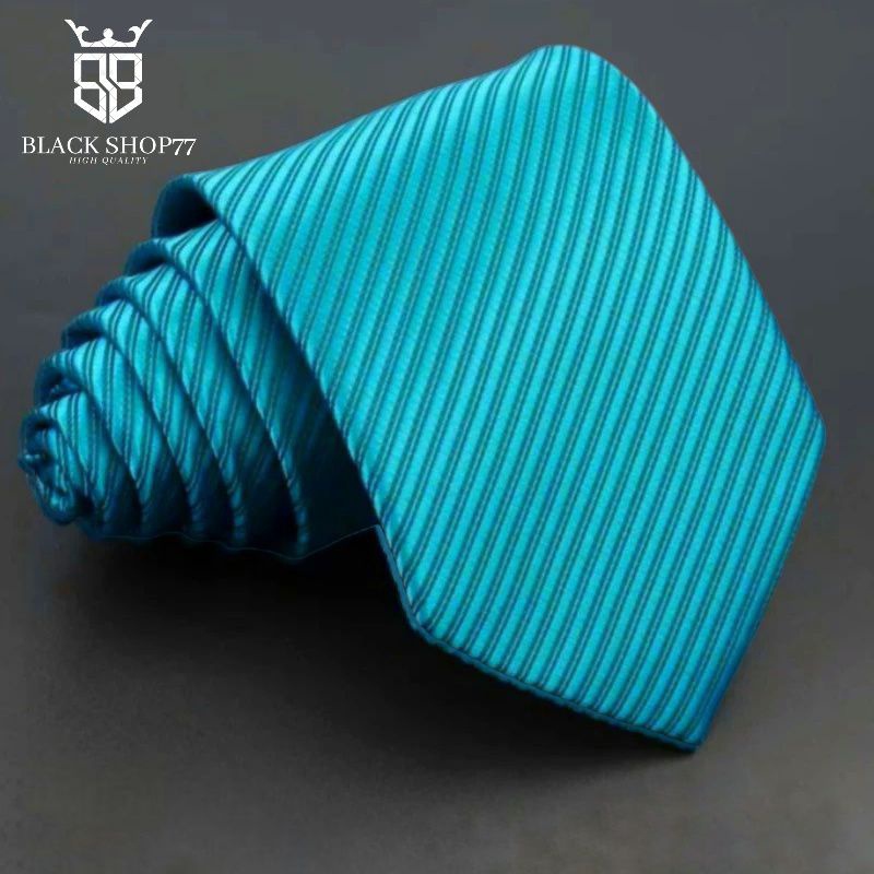 TrendyGaya- Dasi Pria Dasi Panjang Motif Salur Biru Tosca 3 Inchi 8 Cm