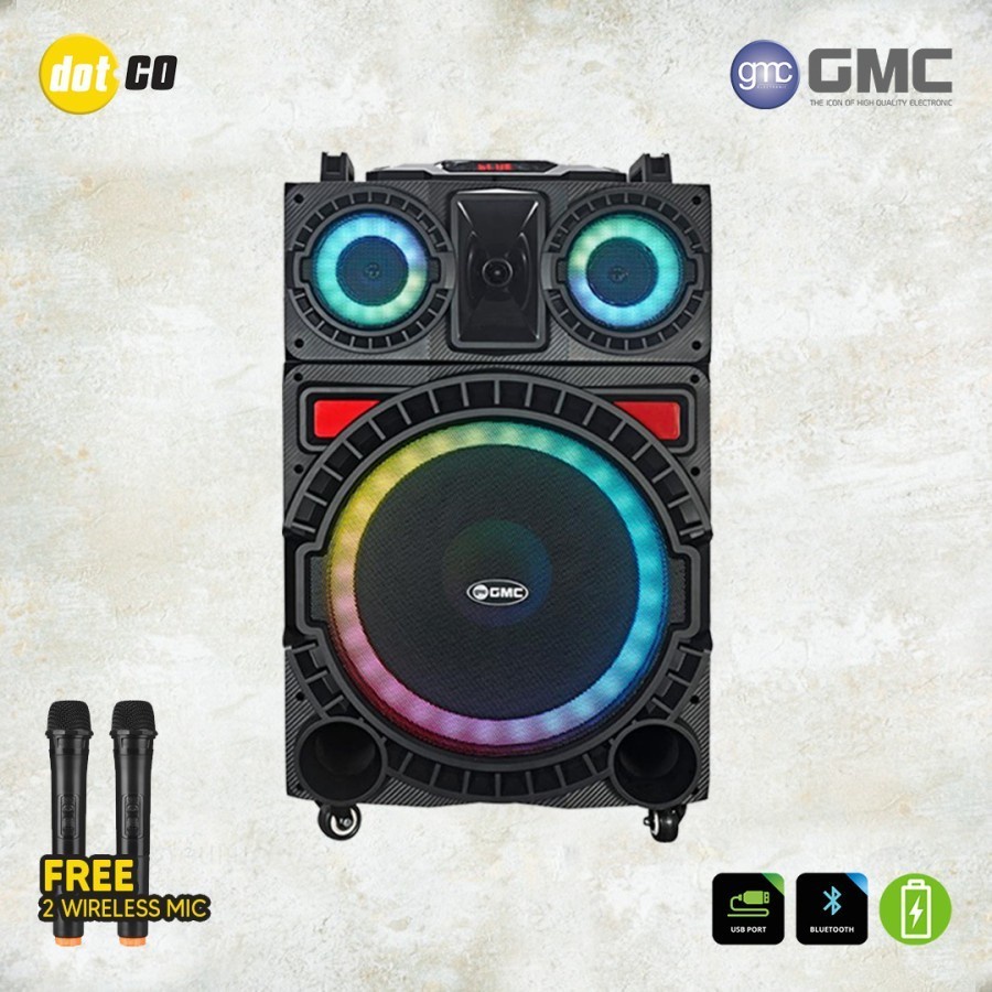 Speaker Portable GMC 899K 15 Inch Bluetooth Xbass 2 Mic Wireless JUMBO