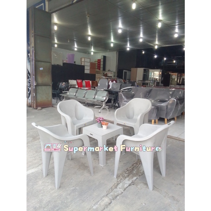 KURSI PLASTIK SET NAPOLLY TCC 500 4KURSI + MEJA MAPAN 45 MURAH