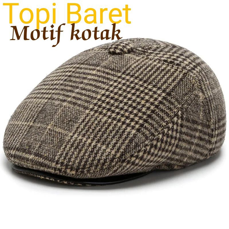 JaminanBaru- Topi baret pria, Motif kotak,impor