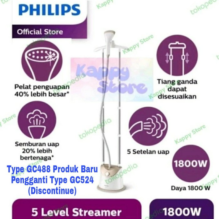 PHILIPS Setrika Uap Berdiri GC 524 / GC524 / GC524/60 Easytouch Plus