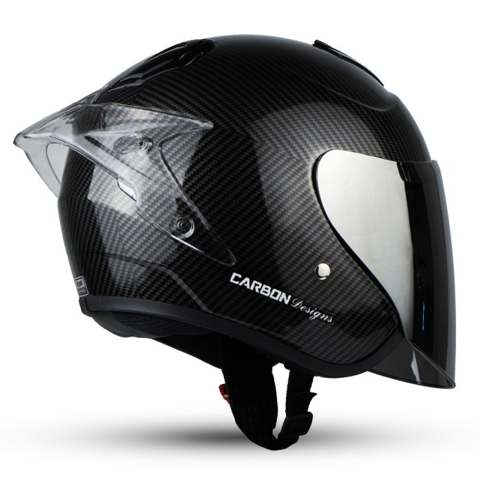 Carbon Design Helm Half Face Kevlar Kaca Silver