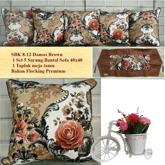 Sarung Bantal Sofa Kursi Shabby Ic Nimalis Mewah / Paket Sbk Set 40X40 Zigzag Mocca Black Lapis Busa