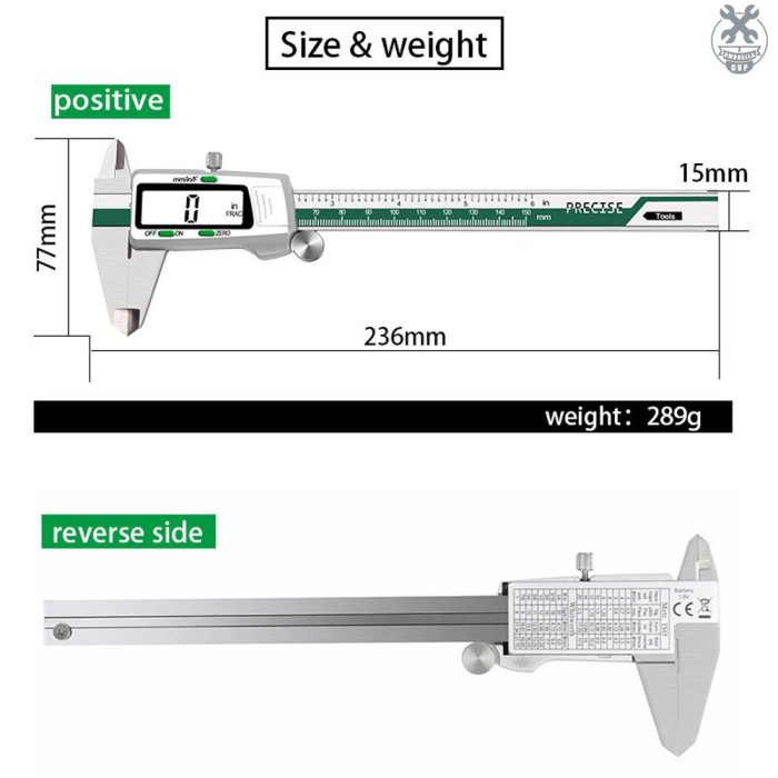 READY STOK Silver Vernier Caliper digital STAINLESS/Sketmat digital