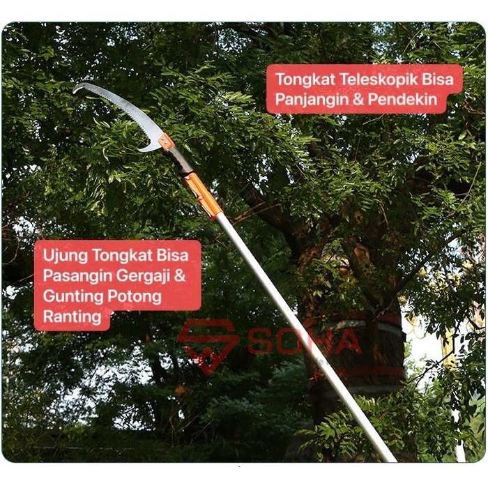 Galah Tongkat Telescopic Potong Ranting Pohon Pasang Gergaji / Gunting Alat Pemetik Pemotong