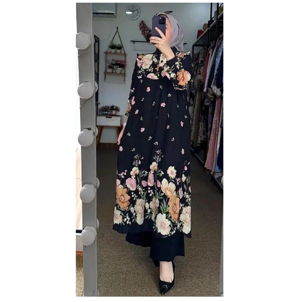 Setelan Wanita Oneset Cewek Dewasa Muslim Kekinian Wanset Outfit Cewe Bju Bumil Busui Terbaru 2025 S