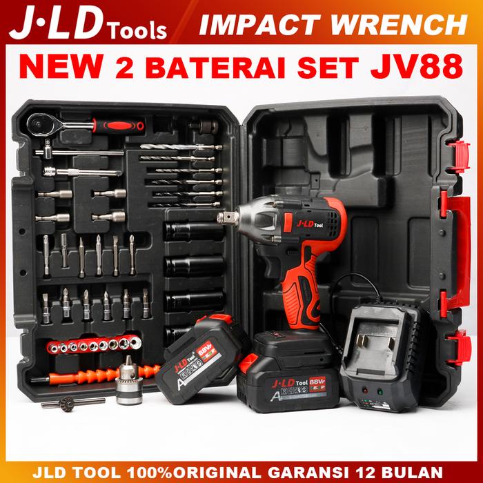 JLD 47Pcs Impact baterai Set 88VF Brushless Impact jld JV88 2baterai 13MM wrench Impact Cordless
