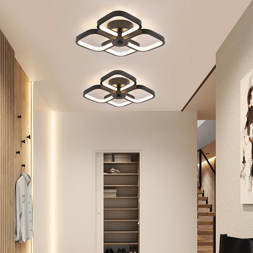 Fancy Light Black Panel Flush Mounted Nordic Metal Square Ceiling Light Bedroom Indoor Cloakroom Dec