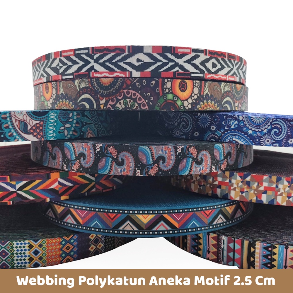1 Roll Webbing 2.5 cm Aneka Motif