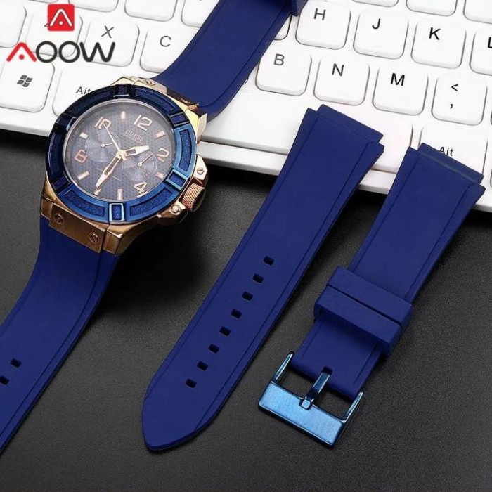 PROMO.. (GO) RUBBER TALI JAM GUESS W0247G3 W0040G3 W0040G7 BIRU SIZE 22MM STRAP FOR GUESS BLUE