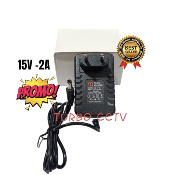 ADAPTOR DC 15V 2A POWER SUPPLY15VDC 15 VDC 15 V 2 AMPERE 2 A