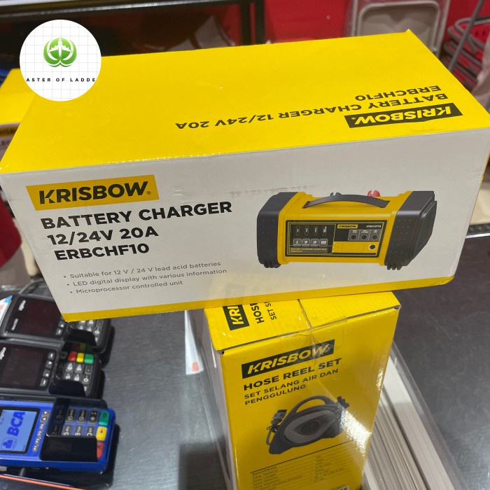 KRISBOW CHARGER BATERAI 12/24 VOLT 10/20 AMPERE CAS AKI MOTOR MOBIL ORIGINAL