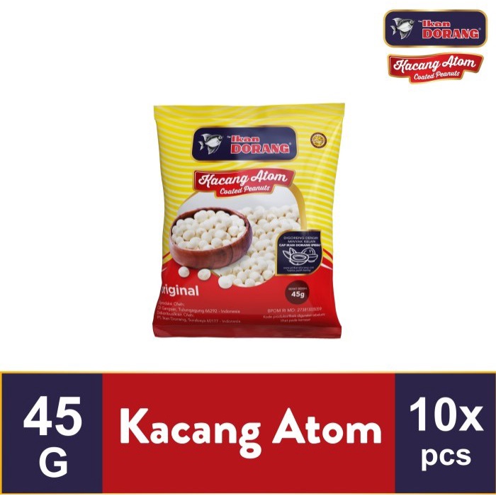 

(TopSeller) Kacang Atom Ikan Dorang 45gr (Original) - Multipack 10 pcs
