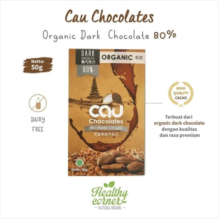 

(TopSeller) Organic Dark Chocolate Coklat 80% 50 gr - Cau Chocolates