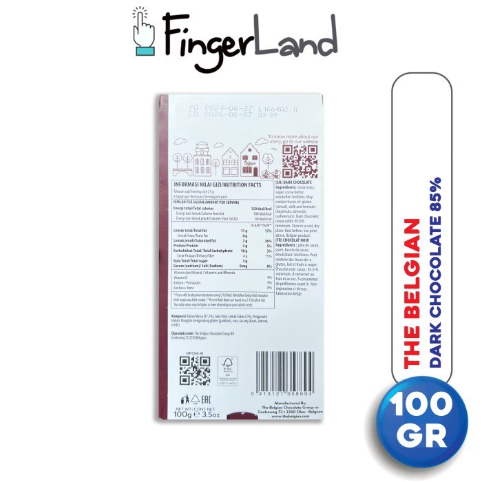 

(TopSeller) The Belgian Dark Chocolate Bar Coklat Hitam 85% 100 gr