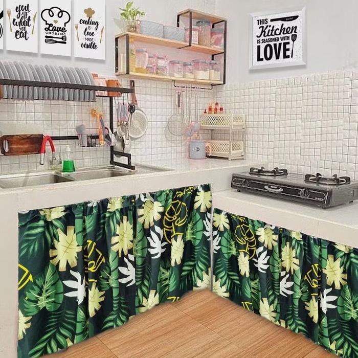 STOK TERBATAS Gorden Kolong Dapur Minimalis Free Tali Motif Terbaru A002 Kain Curtain