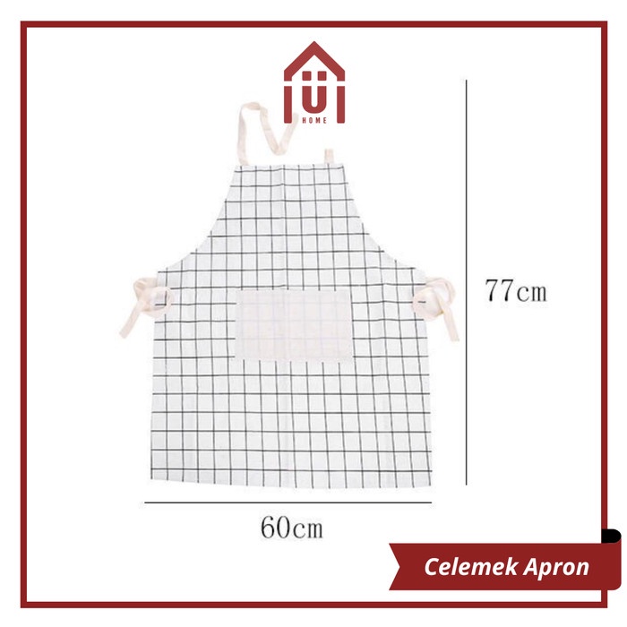 UNISO - CELEMEK MASAK DENGAN BAHAN KATUN LINEN DAN MOTIF KOTAK-KOTAK