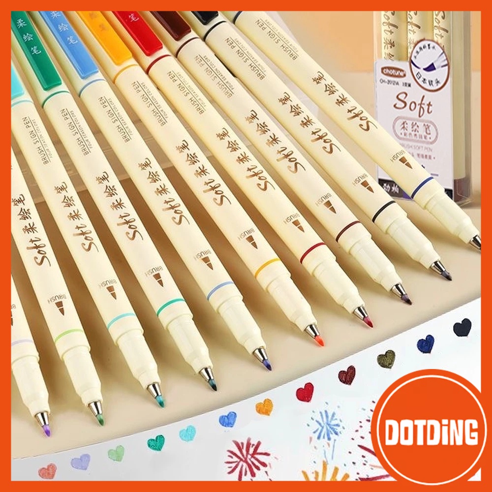 

[COD] 3Pcs Brush Pen Set Calligraphy Brush Lettering Aesthetic Vintage Warna Warni Brush Marker Pena