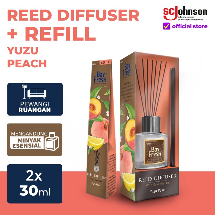 Bayfresh Reed Diffuser Pengharum Ruangan + Refill - Yuzu Peach