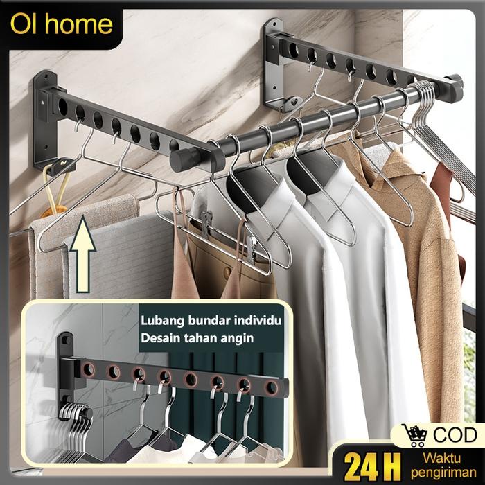 Jemuran Baju Dinding Aluminium Minimalis Jemuran Lipat Gantung Paduan Magic Hanger
