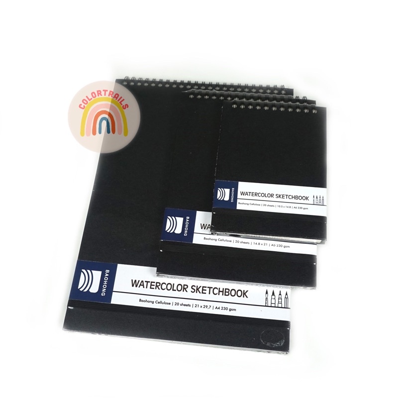 

IK! Baohong Cellulose Watercolor Sketch Book Ring 230GSM A6 A5 A4 Watercolour