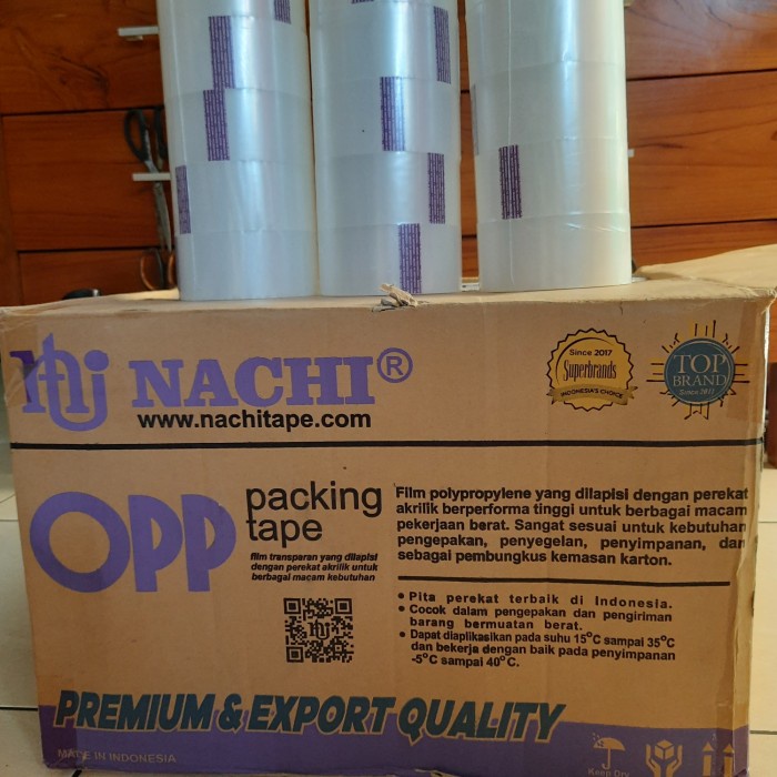 

Lakban packing Nachi tape 48mm 100yard ORI/Isolasi Nachi Coklat Bening