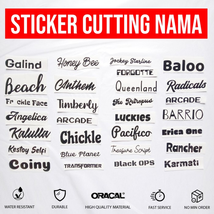 

Sticker Cutting Nama Tulisan Bebas Custom Desain Logo Stiker Cuting