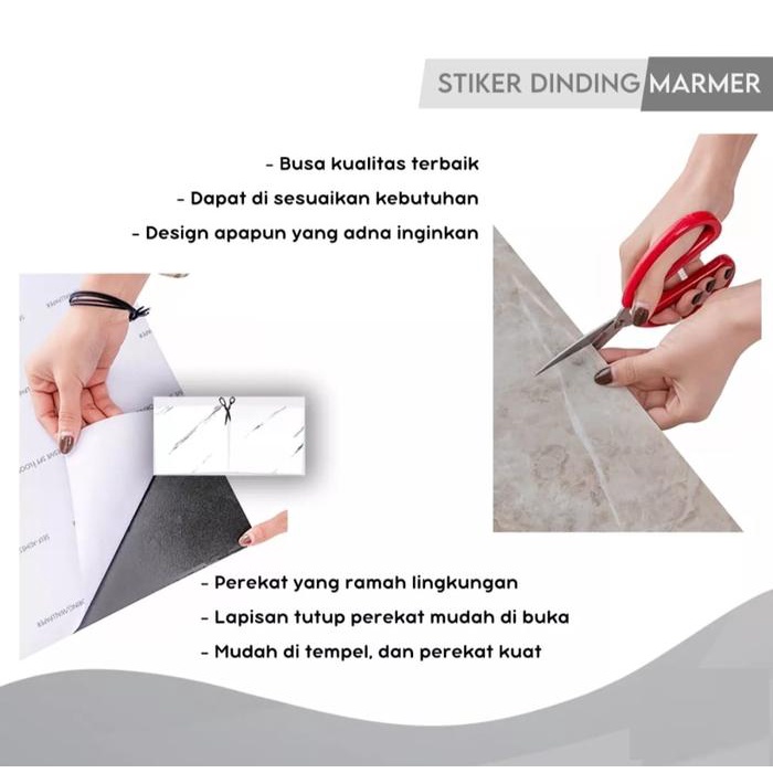 (Expert) Stiker Marmer Granit Premium 60x30CM / Stiker Dinding Kamar Mandi Dapur Meja Kompor
