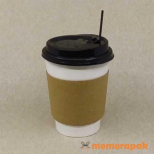 ada- Paper Cup 12 oz - Hot Cup + Tutup Hitam + Stirrer + Sleeve