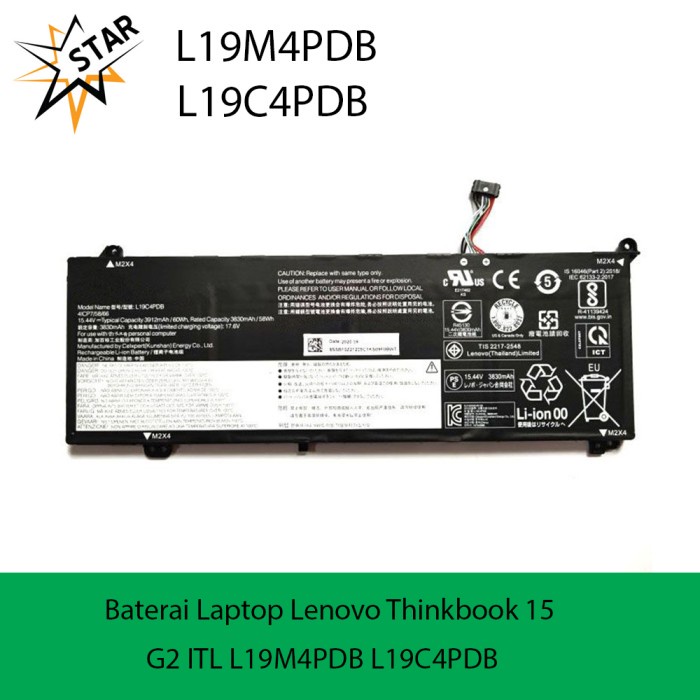 BATERAI LAPTOP LENOVO THINKBOOK 15 G2 ITL L19C4PDB L19M4PDB
