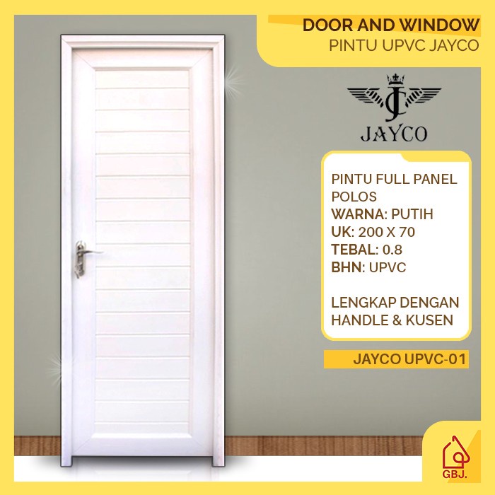 PINTU UPVC 200 X 70 JAYCO + KUSEN + HANDLE / PINTU RUMAH & KAMAR MANDI
