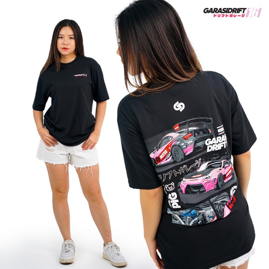 Garasi Drift T-Shirt unisex The Last Drift Pig GT86 K24 Black