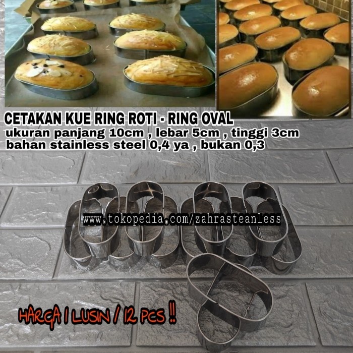 ada- Cetakan ring roti oval 10cm 12 pcs - Cetakan burger - cetakan kue