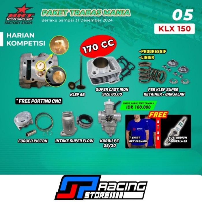 Paket Trabas Mania 13 KLX 150 BRT-Head-Blok Piston-Karbu-Intake