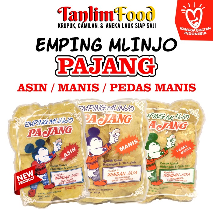

Emping Melinjo / Belinjo Pajang Asli Solo - Asin / Manis / Pedas Manis