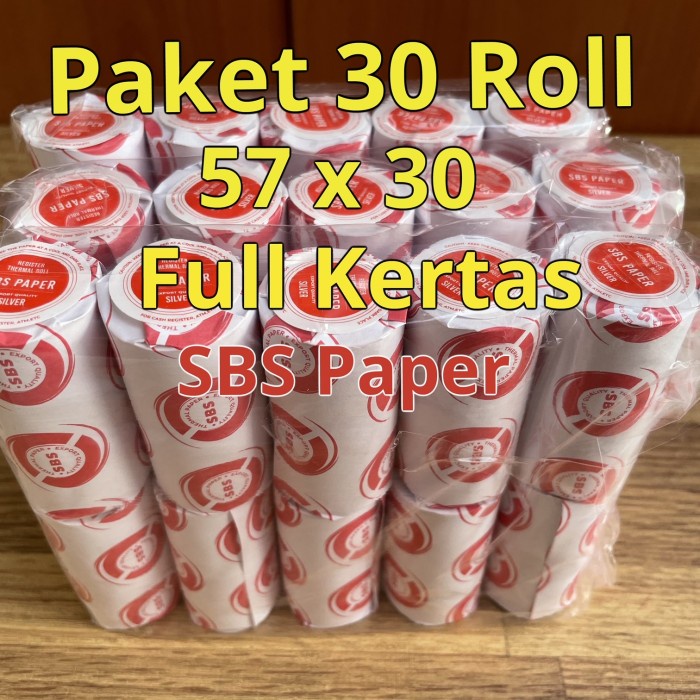 

New ( ISI 30 Roll) Kertas Print Kasir thermal paper Roll 57 x 30 / 57x30