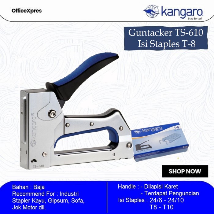 

New Stapler Tembak Gun Tacker / Guntacker Kangaro TS 610