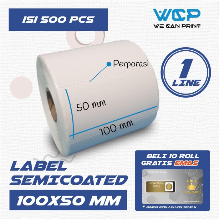 

New LABEL BARCODE SEMICOATED 100x50 STIKER 100 x 50 ETIKET ISI 500 PCS