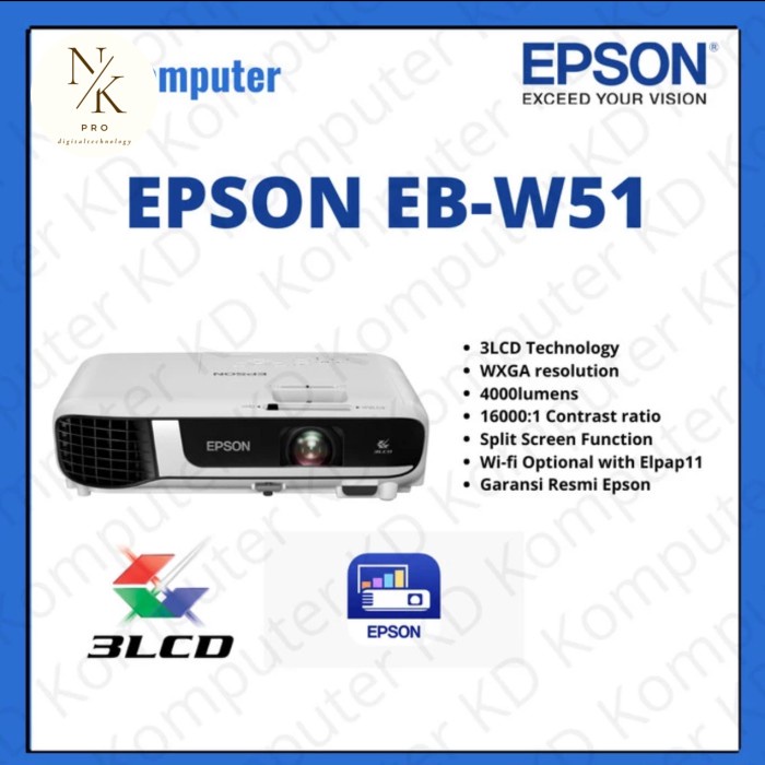 Epson w51 / proyektor epson eb w51 WXGA 4000 lumen