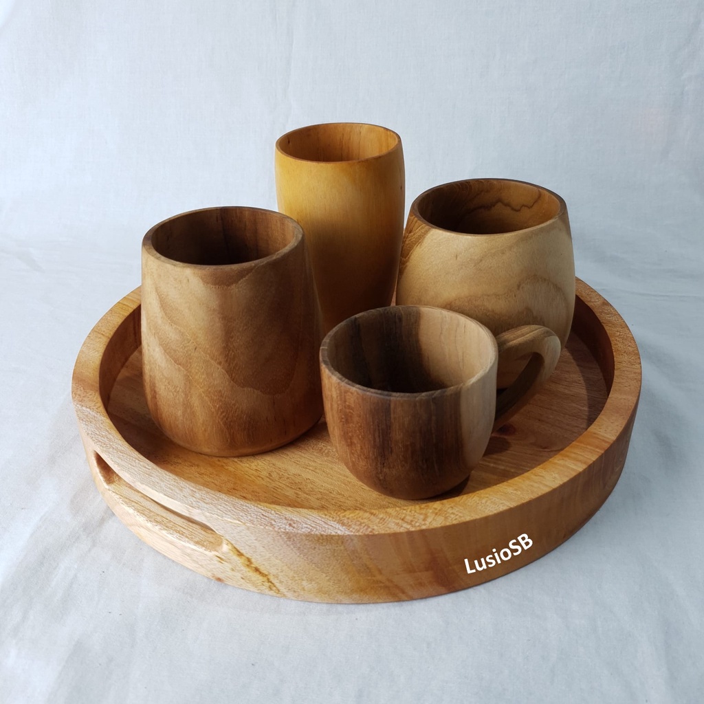 ID NAMPAN KAYU BULAT AESTHETIC LUSIOSB NAMPAN SAJI NAMPAN CANTIK WOODEN TRAY