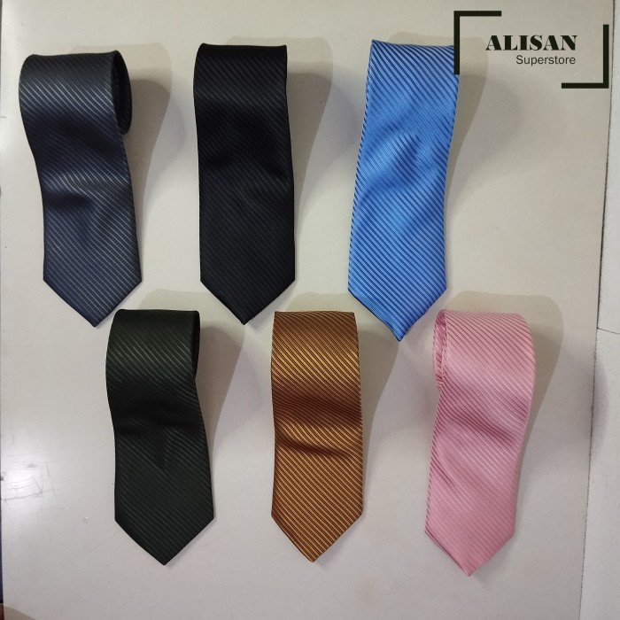 New New Arrival Dasi Alisan Dobby Salur Miring Hitam/Abu/Gold Best Seller